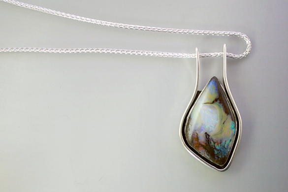 Australian opal pendant handcrafted by Joceyln Hunter in Lafayette Colorado.